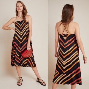 By Anthropologie Runi Chevron Slip Midi Dress Sleeveless Black Small Beachy Chic